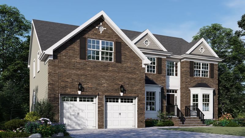 Image of The Lotus, Elevation B shows a all brick front with a bay window